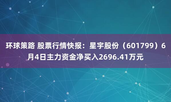 环球策路 股票行情快报：星宇股份（601799）6月4日主力资金净买入2696.41万元
