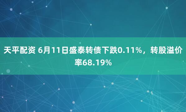 天平配资 6月11日盛泰转债下跌0.11%，转股溢价率68.19%