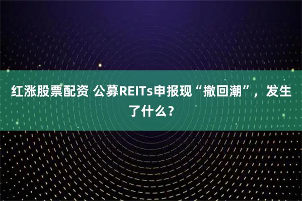 红涨股票配资 公募REITs申报现“撤回潮”，发生了什么？